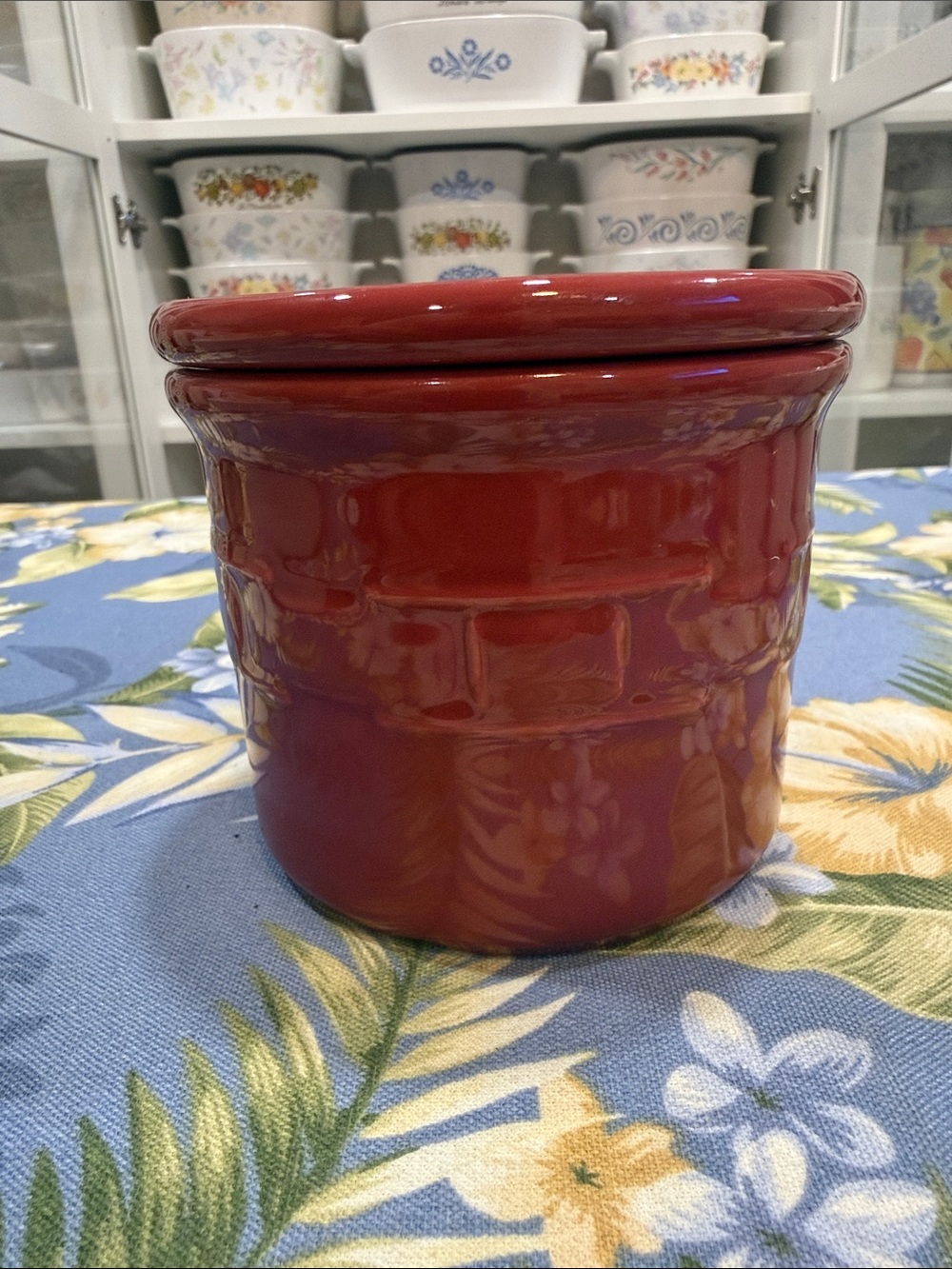 Longaberger Red Glazed Ceramic Kitchen Canister with Lid
